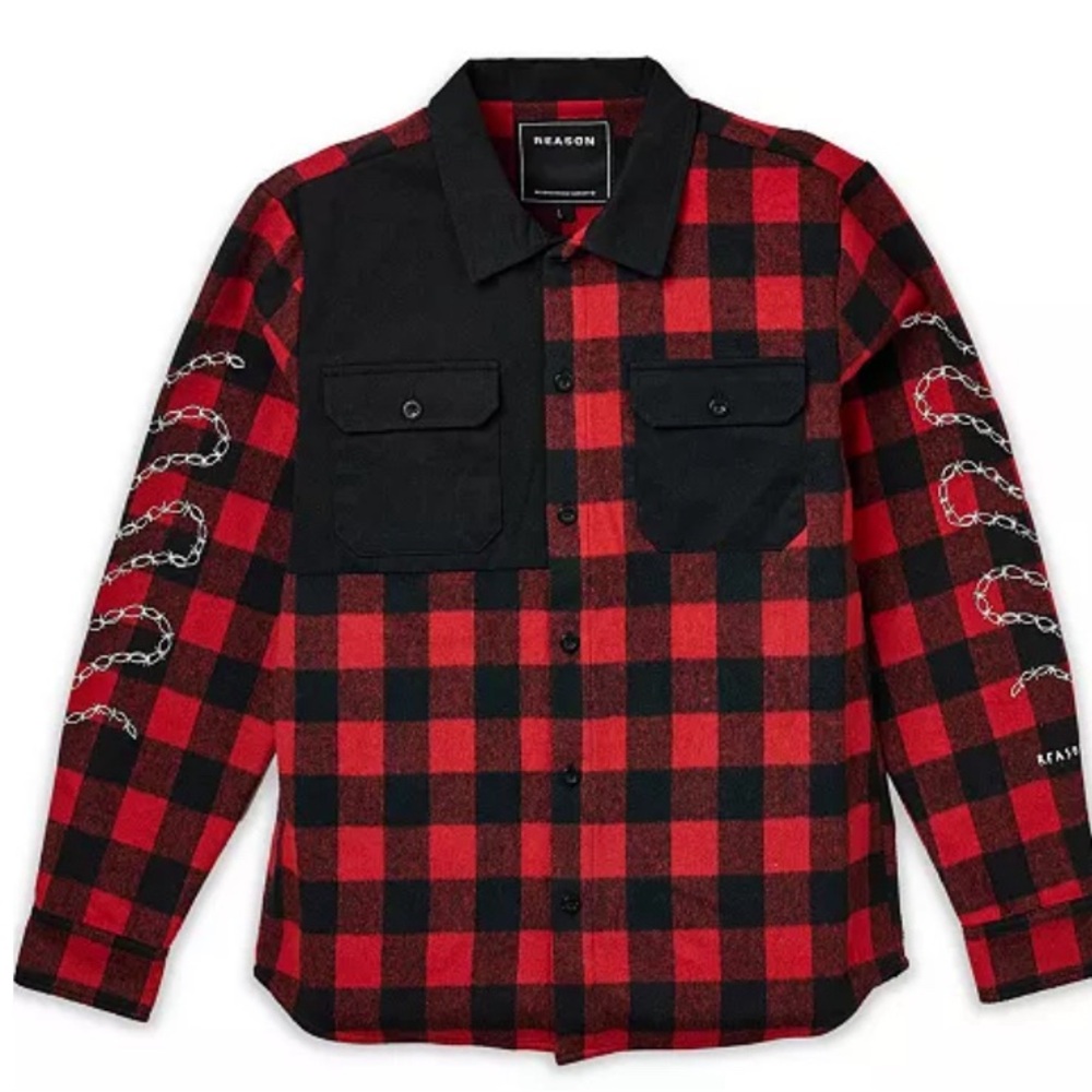 Men Reason Long Sleeves Red/Black XL